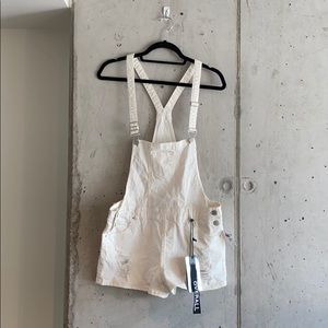 White Overall Jean Shorts | Size L